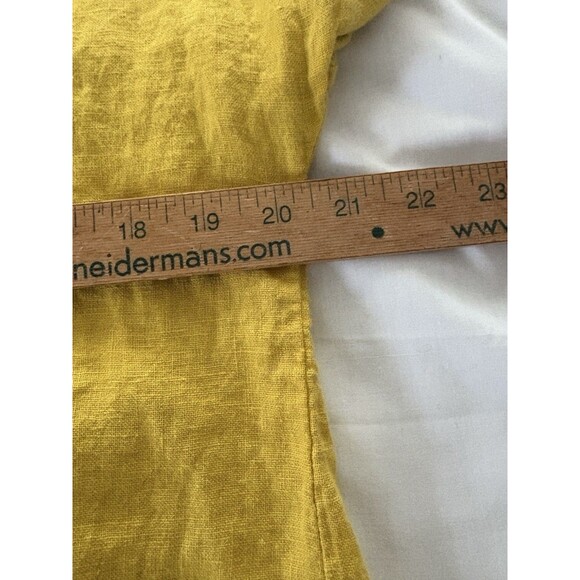 Terzo Millennio Italy Linen Tunic Size Medium Yellow Button Back Lagenlook Hi Lo - Picture 5 of 11
